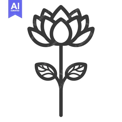 Aset premium populer: Simple Illustration of a Flower with Leaves on a Stem