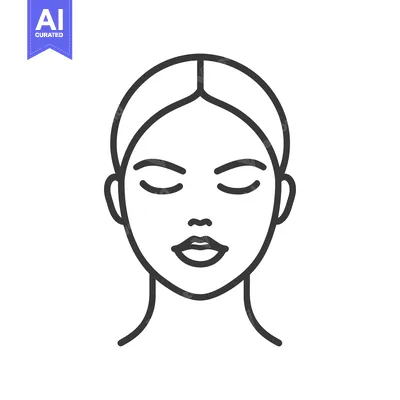 Aset desain premium: Frontal illustration depicting a female face with closed eyes