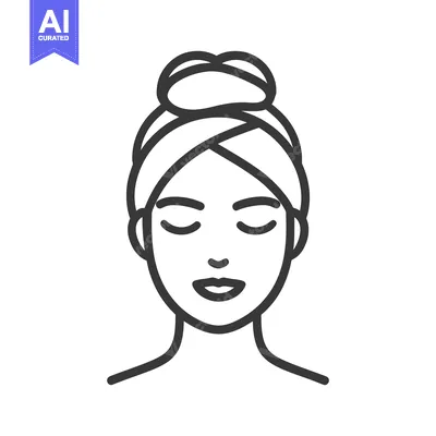 Aset premium populer: A Simple Black Line Drawing of a Calm Female Face