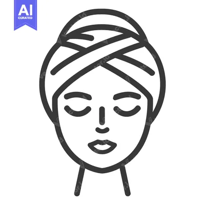 Aset premium populer: A Simple Line Drawing Depicting Relaxed Person with Eyes Closed