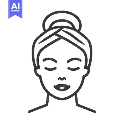 Aset desain premium: A simplistic black and white line drawing of a female face