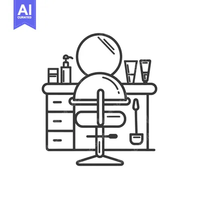 Aset premium populer: A minimalistic illustration of a beauty salon station