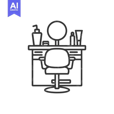 Popular premium asset: A stylized illustration of a hair salon workstation setup