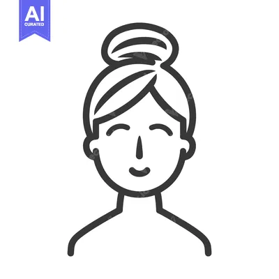 Premium design asset: An illustration depicting a smiling female face with her hair up