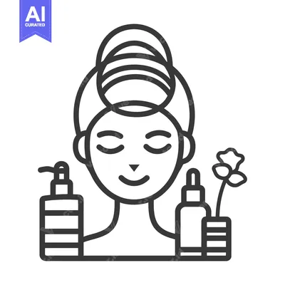 Aset desain premium: A person with closed eyes enjoying skincare and beauty products