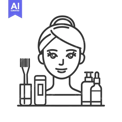 Aset premium populer: Illustration of a woman with beauty products for personal care