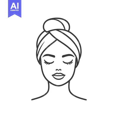 Aset desain premium: A minimalist line drawing of a woman wearing a head wrap