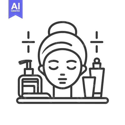 Aset premium populer: A calm face with beauty products ready for application