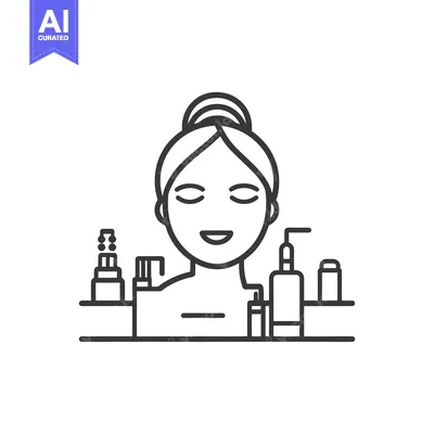 Aset premium populer: Smiling woman with products used for skincare routines and treatments