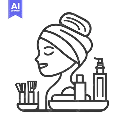 Aset premium populer: A woman enjoying self care with cosmetic tools and products