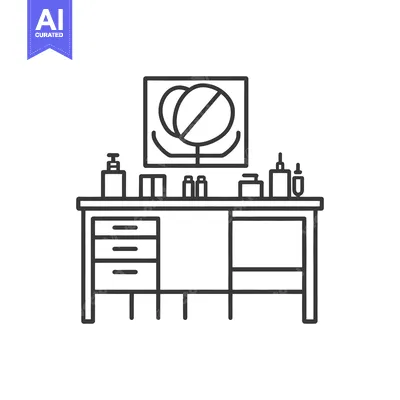 A monochrome vector depiction of a bathroom vanity setup