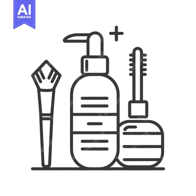 Popular premium asset: A simple black and white image showing beauty supplies and tools