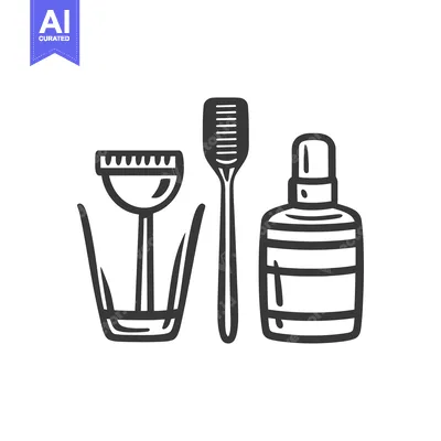 Aset premium populer: Illustrated tools used for a hair coloring or dyeing process