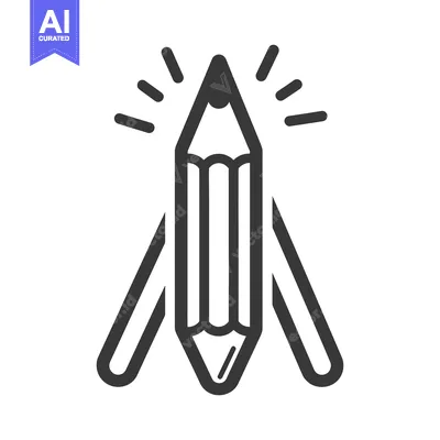 Aset desain premium: A shining illustration featuring a pencil with radiating lines