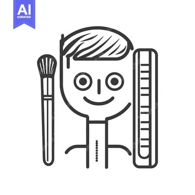 Aset premium populer: Stylized person with a makeup brush and a hairstyling comb