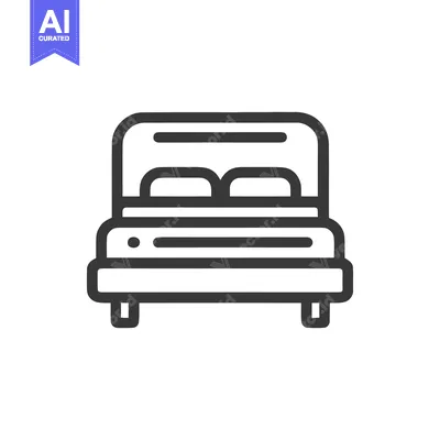 Aset desain premium: Minimalist Bed Icon: Simple Line Art for Interior Design Concepts