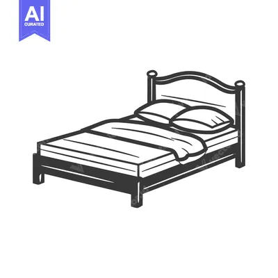 Popular premium asset: A simple illustration of a bed with pillows and a blanket