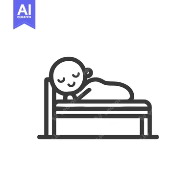 Aset desain premium: Minimalist Sleeping Icon: Person Resting Peacefully in Bed, Dark Gray