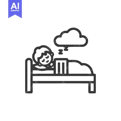 Premium design asset: Sleeping Person Icon with Dream Cloud and Zzz Symbols