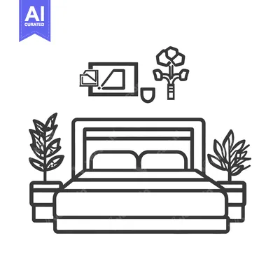 Premium design asset: A simple graphic depiction of a minimalist bedroom interior