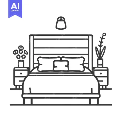 Premium design asset: Simple and detailed illustration of a bed and bedroom furniture