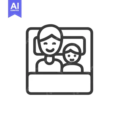 Aset premium populer: Minimalist Icon of Mother and Child in Bed, Smiling Together