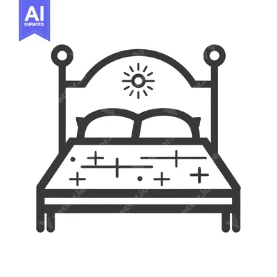 Popular premium asset: A simple line drawing shows a bed with headboard and pillows