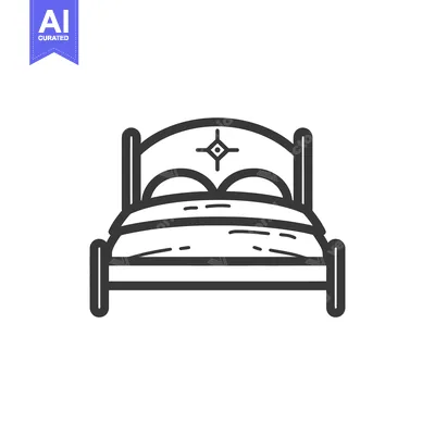 Popular premium asset: A simple black and white illustration of a comfortable bed