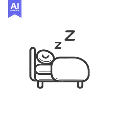 Minimalist Icon of Sleeping Person in Bed with Zzz Symbols