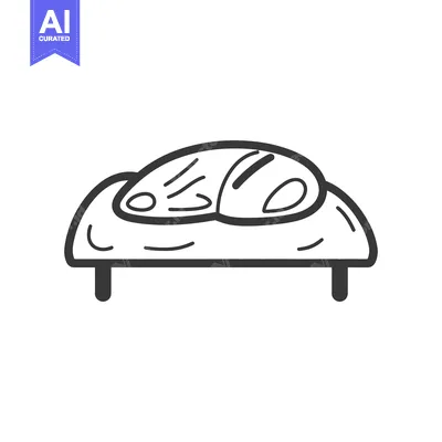 Popular premium asset: A simple black and white illustration depicting baked bread on a tray