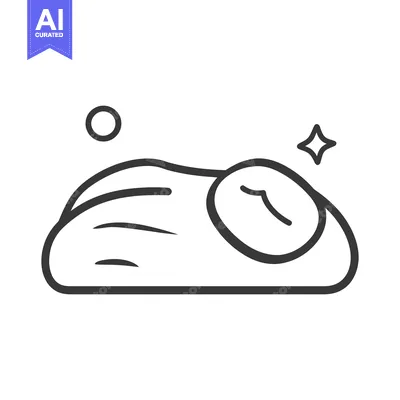 Aset premium populer: A stylized outline of a bread roll with a topping