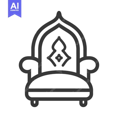 Aset premium populer: Detailed black and white graphic illustration of a decorative chair