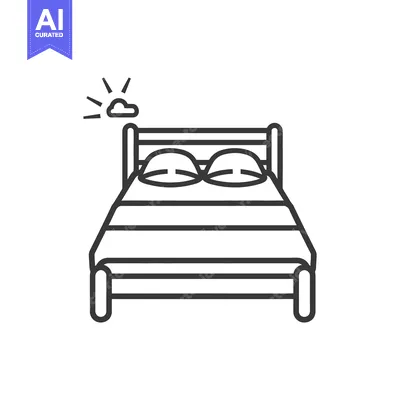 Aset premium populer: Simple black and white illustration of a bed with pillows and sunshine