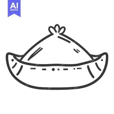 Popular premium asset: Simple black and white illustration of a filled dumpling