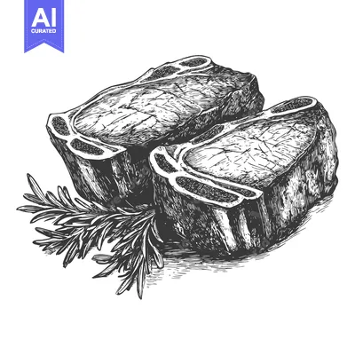 Popular premium asset: Close up view of two juicy steaks with herbs and rosemary