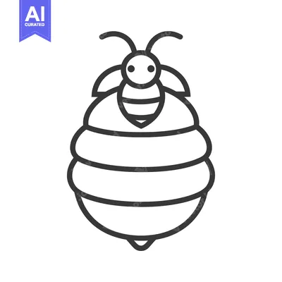 Aset premium populer: Stylized illustration of a bee resting on a striped beehive