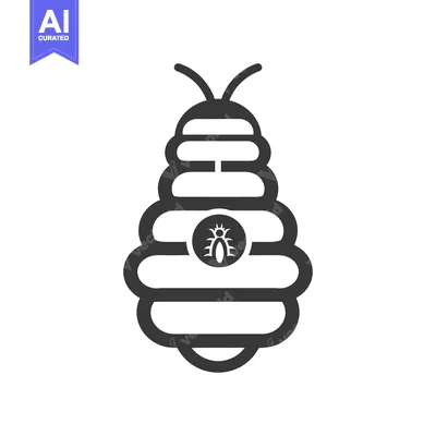 Aset desain premium: A stylized depiction of a beehive with insect design within