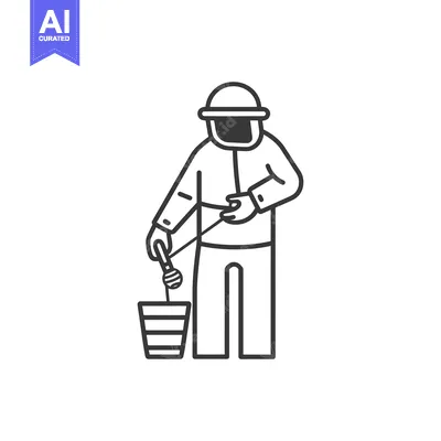 Aset desain premium: Beekeeper in Protective Gear Holding Honeycomb