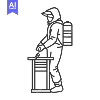 Premium design asset: Beekeeper in protective suit inspecting a beehive