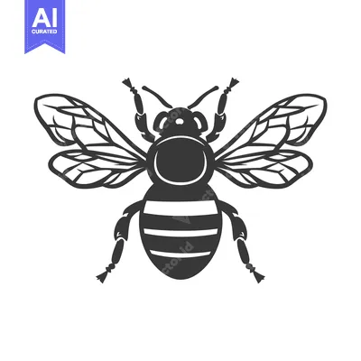 Aset desain premium: An isolated grayscale image depicting an insect resembling a bee