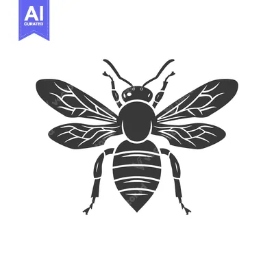 Aset premium populer: A stylized black and white illustration of a honey bee