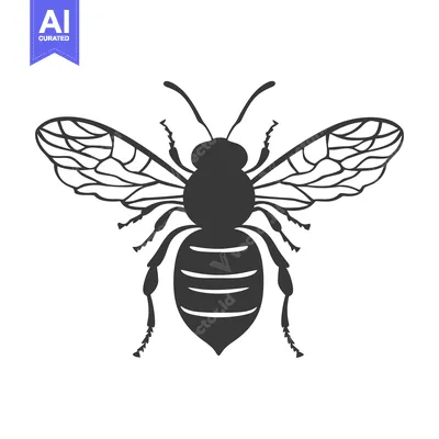 Aset desain premium: A stylized silhouette illustration depicting an insect with wings