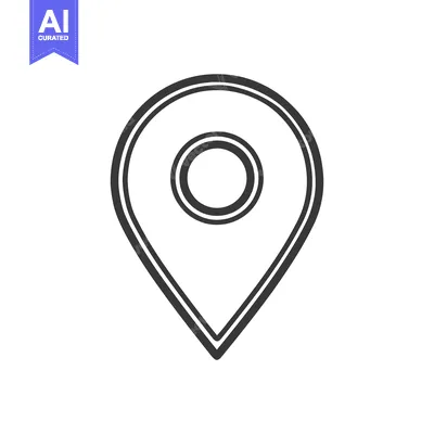 Aset premium populer: Simple Black and White Map Pointer Icon with Double Outline Design