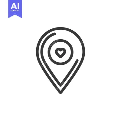 Aset desain premium: Heart-Centered Location Pin: Minimalist Icon for Love and Navigation