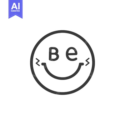 Aset premium populer: A simple black and white smiley face containing text inside