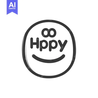Premium design asset: A simple monochrome illustration of a happy face logo