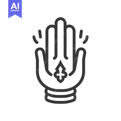 Aset premium populer: A stylized graphic representation of a hand with decorative elements