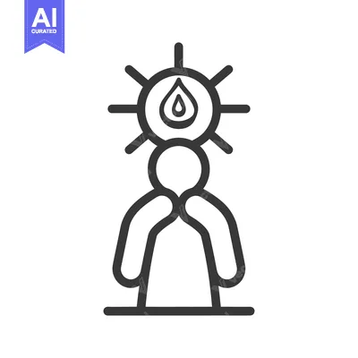 Aset premium populer: A person with a glowing halo is contemplating deeply a concept