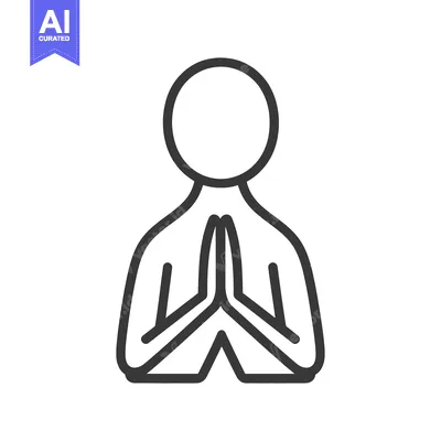 Aset desain premium: A simple icon representing a person with hands in prayer
