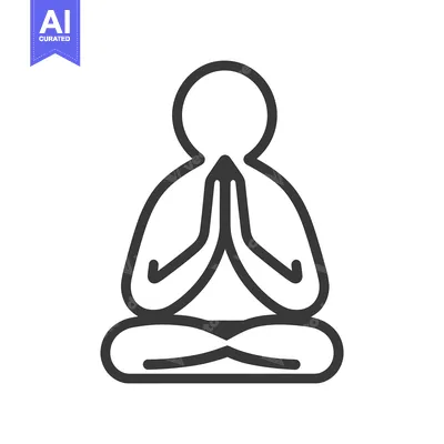 Premium design asset: Simple line drawing depicts a person in a meditative pose